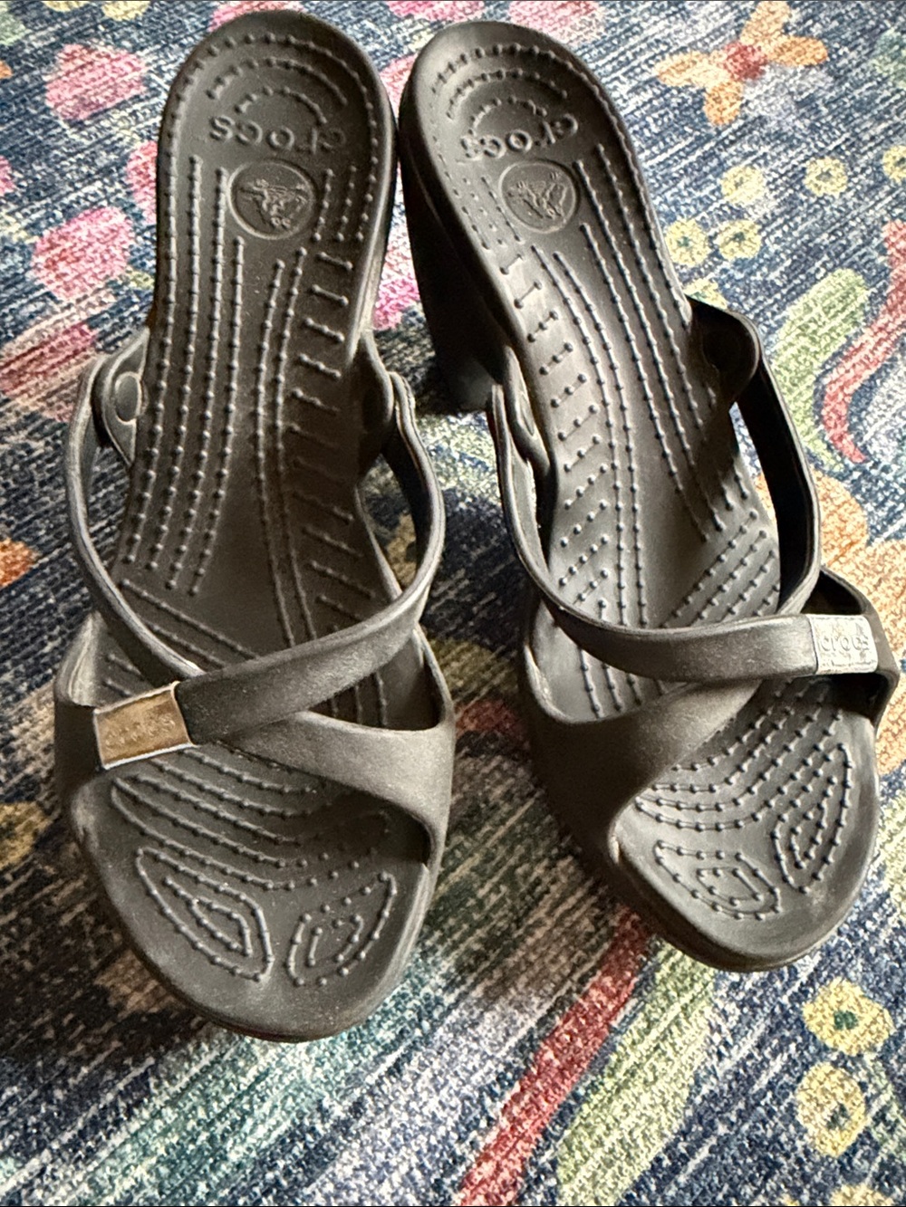 CROCS Black Women’s Wedge Slide Heels 9W